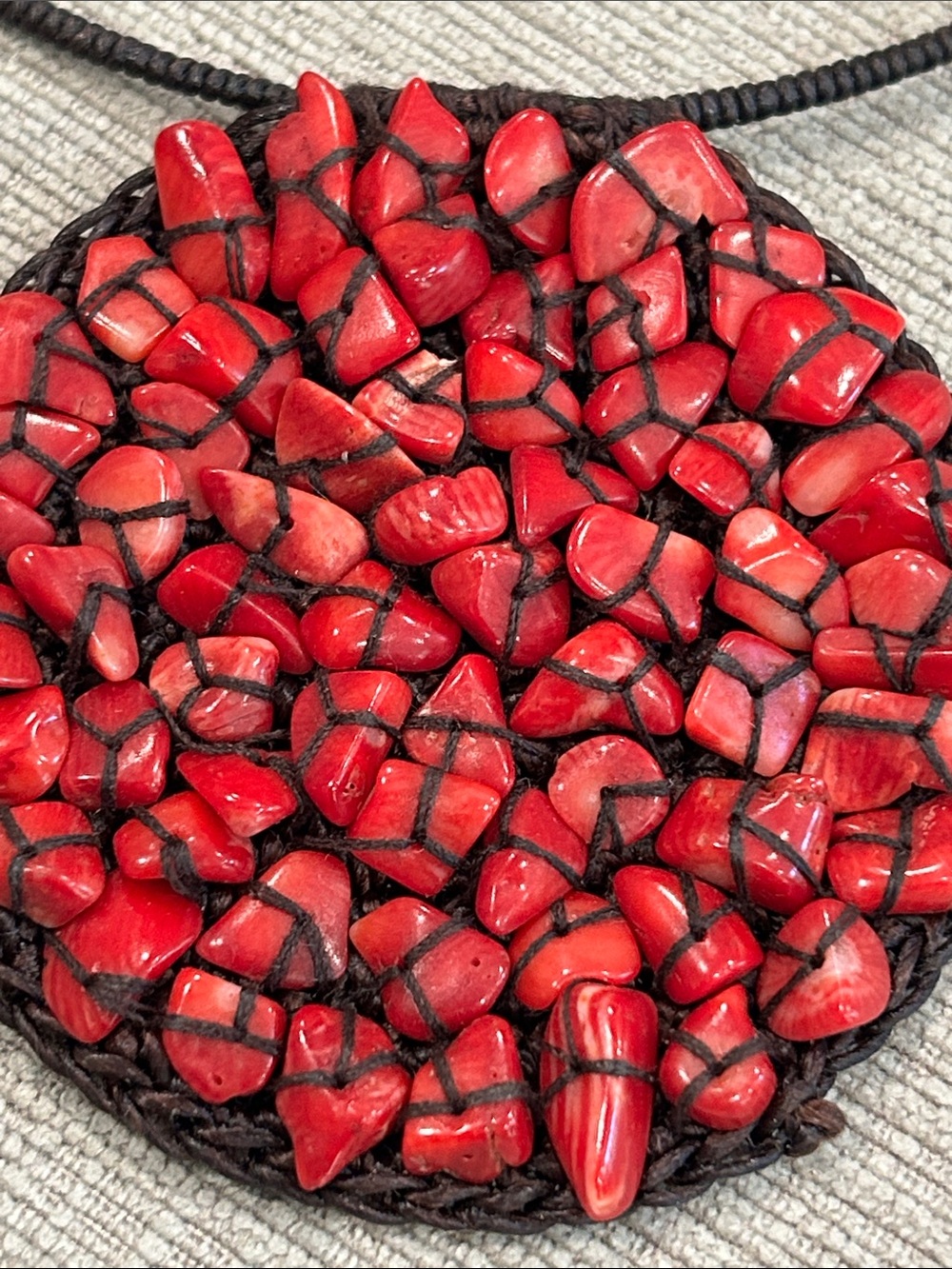 Handcrafted Red coral Pendant Necklace - Unbranded image 2
